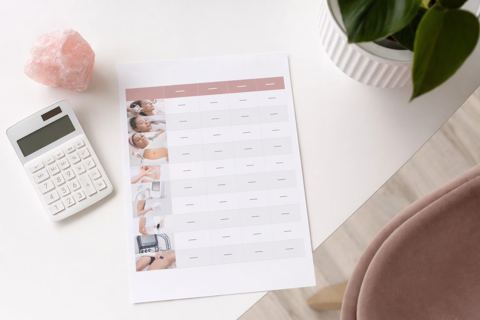 A calm budget planner for med spa treatments